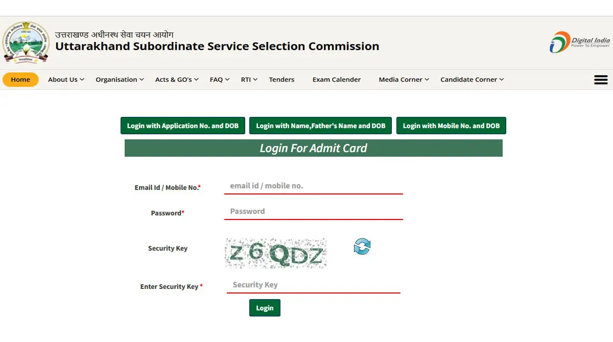UKSSSC Patwari Admit Card 2026